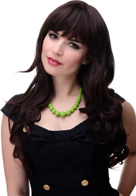 Produktbild von WIG ME UP Wellige lange Perücke mit Pony Braun Schwarzbraun-Mahagonibraun-Mix 285-2T33
