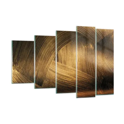 Produktbild von Bilder auf glas - 5 Teile - Abstraktion Gold Textur - 150x100cm - Glasbilder - Wandbilder - Bilder - zum Aufhängen bereit - Wanddekoration aus Glas - Glas Bilder - Wandbild auf Glas - GEG150x100-4477