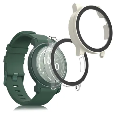 Produktbild von kwmobile 2x Glas Hülle für Garmin Lily 2 Active Schutzhülle - Fullbody Fitnesstracker Case Set aus Glas - Transparent Beige