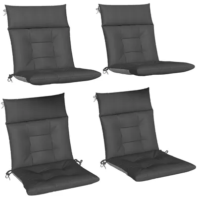 Image de Coussin de chaise d'extérieur, lot de 4 - Coussins pour chaises et bancs avec dossier - Imperméables, antidérapants, respirants, pour intérieur et extérieur - 111,5 x 53 x 8 cm - Gris foncé