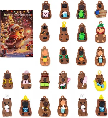 Image de Calendrier de l'Avent 2026 avec 24 articles, décorations capybara, articles amusants