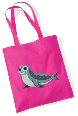 Produktbild von Huuraa Jutebeutel Seehund Comic 10 Liter Fuchsia Baumwolle Tasche Geschenkidee