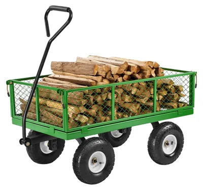 Immagine prodotto di VEVOR Trolley 408,23 kg, carrello di trasporto, carrello con pneumatici da 10" e pannelli laterali in rete rimovibili e maniglia girevole a 180°