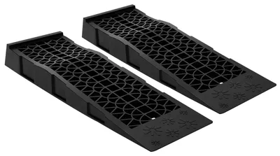 Immagine prodotto di Rampette di accesso - Rampette per officina auto - Set da 2 - Capacità di carico 3 tonnellate - 69,8 × 20 × 7,8 cm - Angolo di inclinazione 8,6° - Altezza di sollevamento 70 mm - Colore: nero