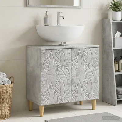 Imagen del producto de Maison Exclusive - Mueble para lavabo modelo DELFT, color gris cemento, 59,5 x 31,5 x 59 cm