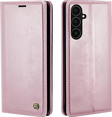 Produktbild von Handyhülle für Samsung Galaxy A56 5G Kunstleder Flip Vintage Cover Hülle RFID Schutz Case Kartenfach Farbe: Rosa