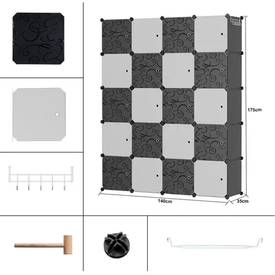 Produktbild von Jopassy Kleiderschrank DIY Bücherregal Schrank Standregal mit Türen 20 Würfel