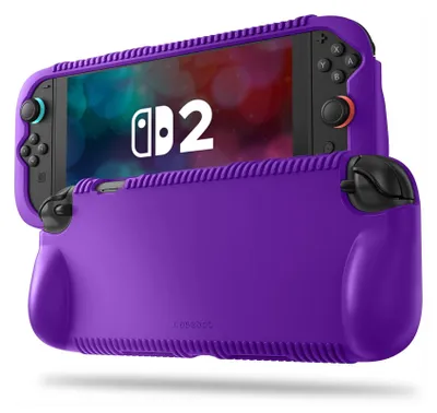 Produktbild von FINTIE Silikon Hülle kompatibel mit Nintendo Switch 2 (2025) – Weiche [Rutschfeste] [Stoßfeste] Schutzhülle mit Spielkartenfächern & Ergonomischem Griffdesign, Fallschutz-Griffhülle, Lila