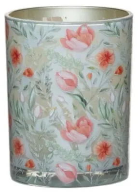 Imagen del producto de Soporte para velas tipo "tealight" de Mars & More, color rosa, con diseño de tulipanes, tamaño grande, 18 cm