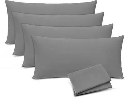 Produktbild von Unyqoos® 4er-Set Kissenbezüge 40 x 80 cm – gebürstete Polyester‑Mikrofaser, weich & hautfreundlich, atmungsaktiv, Anthrazit, mit verdecktem Reißverschluss, pflegeleicht