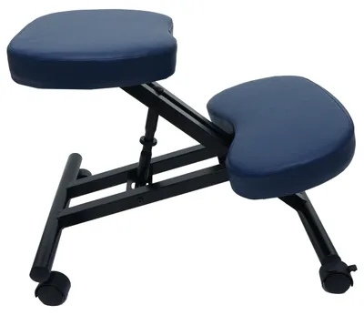 Produktbild von Kniestuhl MCW-E10, Sitzhocker Kniehocker, höhenverstellbar Rollen Kunstleder Metall MVG-  blau