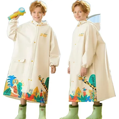 Produktbild von Ponchos, Wasserdichte Regenponcho mit Kapuze für Kinder, Leichter Regenmäntel Regencape EVA mit Lang Ärmeln, Körpergröße 105–115 cm