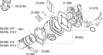Immagine prodotto di Testa cilindro Polini 70cc 47mm per Piaggio LC