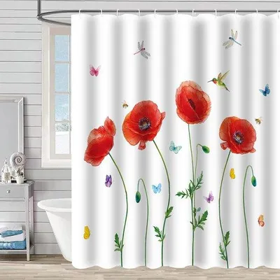 Productafbeelding van Ibenzoa® Douchegordijn, 180 x 180 cm – waterdicht, schimmelwerend en sneldrogend, polyester, inclusief 12 haken