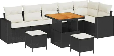Produktbild von "Winteraktion" Garten-Sofa-Set mit Kissen mit Speicher 9 pcs Schwarz und Creme - Gartensofas CC14058