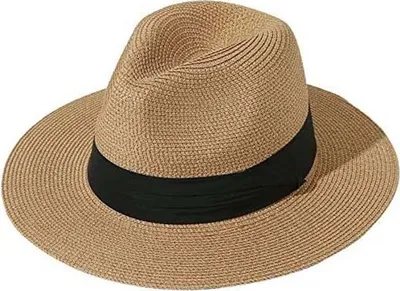 Produktbild von ASKSA Panama Hut Damen Sommer Fedora Strohhut Rollbar UV Sonnenhut, Khaki