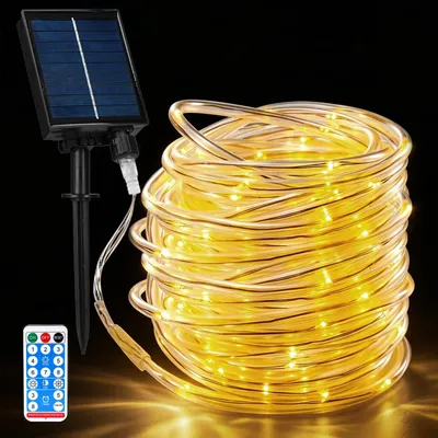 Solar-Lichterkette 20 m, 200 LEDs, 8 Modi, Fernbedienung, wasserdicht
