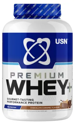 Produktbild von Whey+ Premium Protein Proteinpulver, Schokolade, Karamell, 2000 g