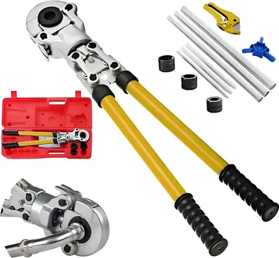 Produktbild von Hydraulische Crimpzange – Rohrpresszange – Für Wasserleitungen – TH 16/20/26/32 mm – Hydraulisches Presswerkzeug mit Zubehörkoffer