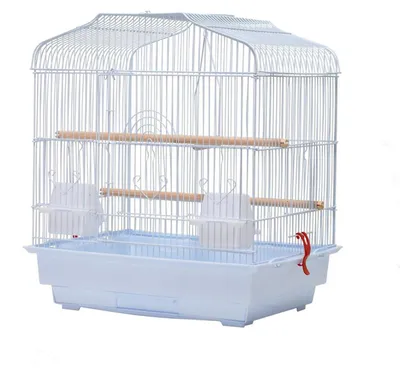 Produktbild von Reise-Vogelkäfig - Transportkäfig - Groß - Tragbar mit Griff - Sitzstangen - Eisen - Für kleine Papageien/Kanarien/Nymphensittiche/Lovebirds - Weiß