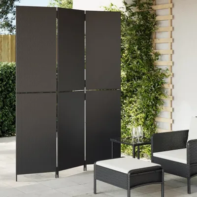 Produktbild von Möbel Paravent 3-tlg. Schwarz Poly Rattan - Paravents 365356