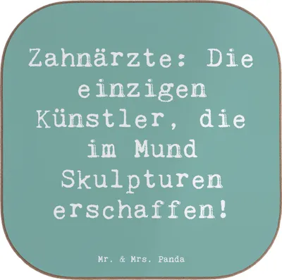 Produktbild von Mr. & Mrs. Panda Untersetzer Tasse Spruch Zahnarzt Künstler - Meeresbrise - Geschenk, Gläser, Beruf, personalisierte Geschenke, Humor, Einzigartigkeit, für Berufstätige