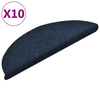 Productafbeelding van Trapmatten zelfklevend 10 stuks 56x17x3 cm marineblauw halfrond