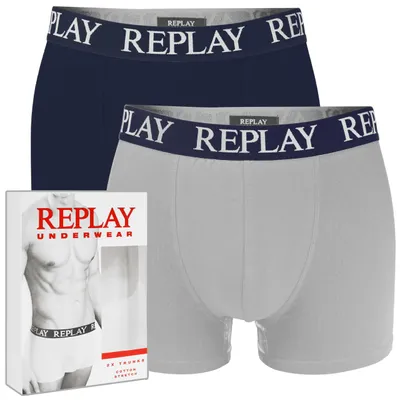 Productafbeelding van REPLAY Heren boxershorts 2 stuks katoenen ondergoed set navy grijs maat L