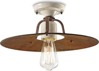 Produktbild von Deckenlampe Metall E27 Ø 40 cm rund Creme Rostbraun Vintage Design Deckenleuchte