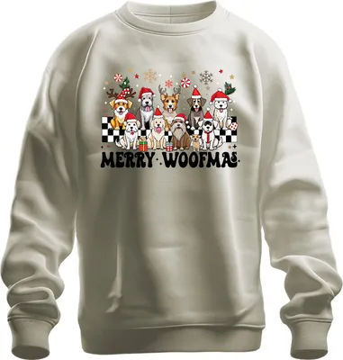 Imagen del producto de "Feliz Woofmas" - Suéter uni para perros y amantes de los perros, con motivos navideños. Talla L