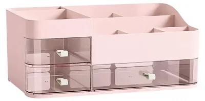 Produktbild von Lacuasmall Kosmetik-Organizer mit Schubladen, Aufbewahrungsbox für Waschbecken, Schlafzimmer und Badezimmer, Kosmetikbox für Lippenstift und Beauty-Accessoires, Rosa