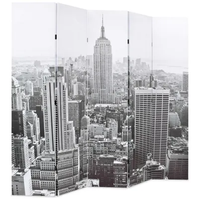 Produktbild von vidaXL Raumteiler klappbar 200 x 170 cm New York bei Tag Schwarz-Weiß