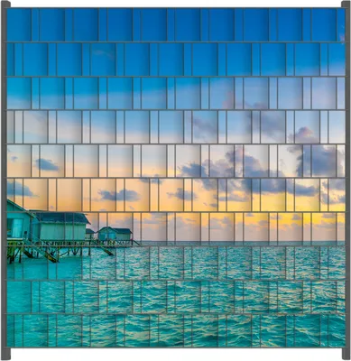 Produktbild von Wallario Zaunsichtschutz mit Motiv Wasserhäuser auf den Malediven für Ein- und Doppelstabmatten Zäune in der Größe 200 x 200 cm