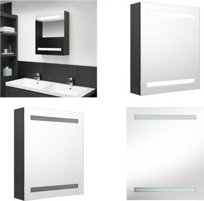 Produktbild von vidaXL LED Bad Spiegelschrank Anthrazit 50x14x60 cm - Badezimmerschrank - Badezimmerschränke - Spiegelschrank - Spiegelschränke