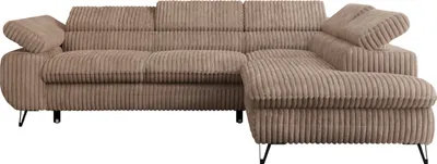Produktbild von Sofa L-form, mit Bettkasten, Modern Wohnzimmer Ecksofa, Couchgarnitur, Schlaffunktion - PEDRO L - Cord - Braun - Rechts
