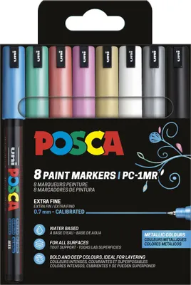 Immagine prodotto di POSCA PC1MR/8A ASS19 POSCA Marcatore a pigmenti PC1MR, confezione da 8, colori assortiti