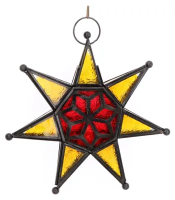 Produktbild von Glasstern im marokkanischen Design, Glaslaterne, Windlicht - 30x30x5 cm