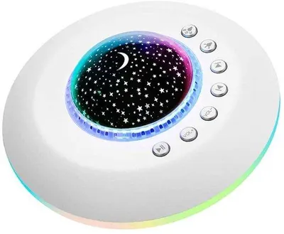 Productafbeelding van Babywekker - draagbare USB-wekker met wit licht, nachtlampje en sterrenprojector, met 20 ingebouwde luidsprekers voor helder geluid