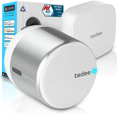 Immagine prodotto di Tedee GO2 Alu con Bridge Serratura Intelligente WiFi Bluetooth | Sblocco Automatico | Matter, Apple HomeKit, Alexa, Google Home