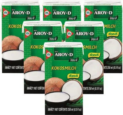 Produktbild von [ 6x 250ml ] AROY-D Kokosmilch Kokosnussmilch Cocosmilch, Coconut Milk