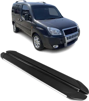 Image de Marchepieds Latéraux pédale pour Fiat Doblo 2000-2010 L1 Alu Gris Noir 2Pcs