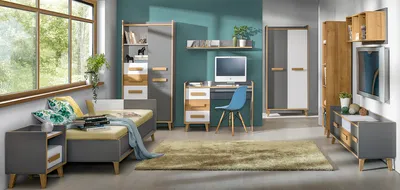 Produktbild von MINIO Schreibtisch VISO 8 Riviera / Anthrazit / Weiße Farbe