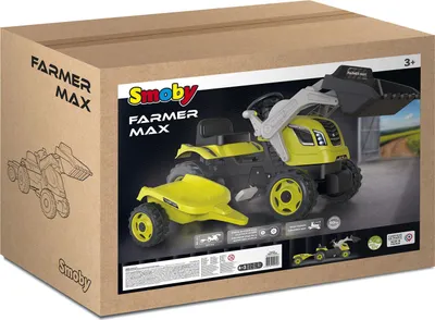Produktbild von Smoby Trettraktor Farmer Max mit Anhänger - Spielzeug Traktor grün