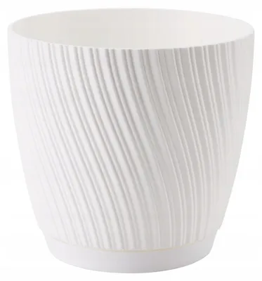 Produktbild von Form Plastic Plant pot/Floral pot Waves - Kunststoff - elfenbeinweis - 15x14 cm - mit Untertas