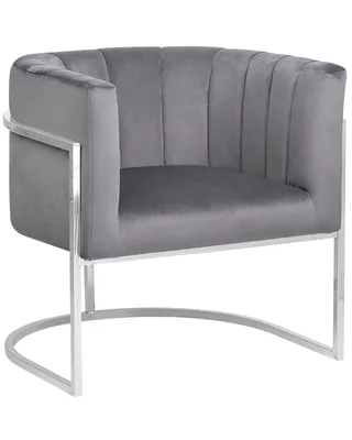 Zdjęcie produktu dla BELIANI Fotel szary welurowy srebrna metalowa rama kształt koktajlowy styl glam