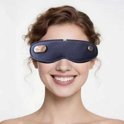 Produktbild von Happy Home Beheizte Massage-Augenmaske Kabellos – 3 Modi Wärme & Massage, 3D-Design mit Lichtabschirmung, Wiederaufladbar, Timer 15 Min Dunkelblau
