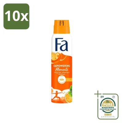Immagine prodotto di 10 flaconi di deodorante spray Fa Empowering Moments, 150 ml, confezione risparmio, 10 pezzi