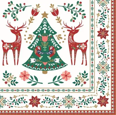 Produktbild von 20 Servietten Christmas Folk - Weihnachtsmotiv Folk 33x33cm