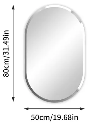 Image de Miroir ovale allongé - Miroir mural - Miroir de salle de bain - Miroir sans cadre - Miroir ovale 80x50 cm