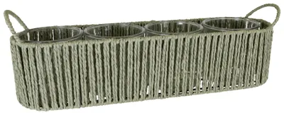 Productafbeelding van Plantpot olijfgroen, 52 x 14 x 17 cm, met 4 glazen binnenpotten